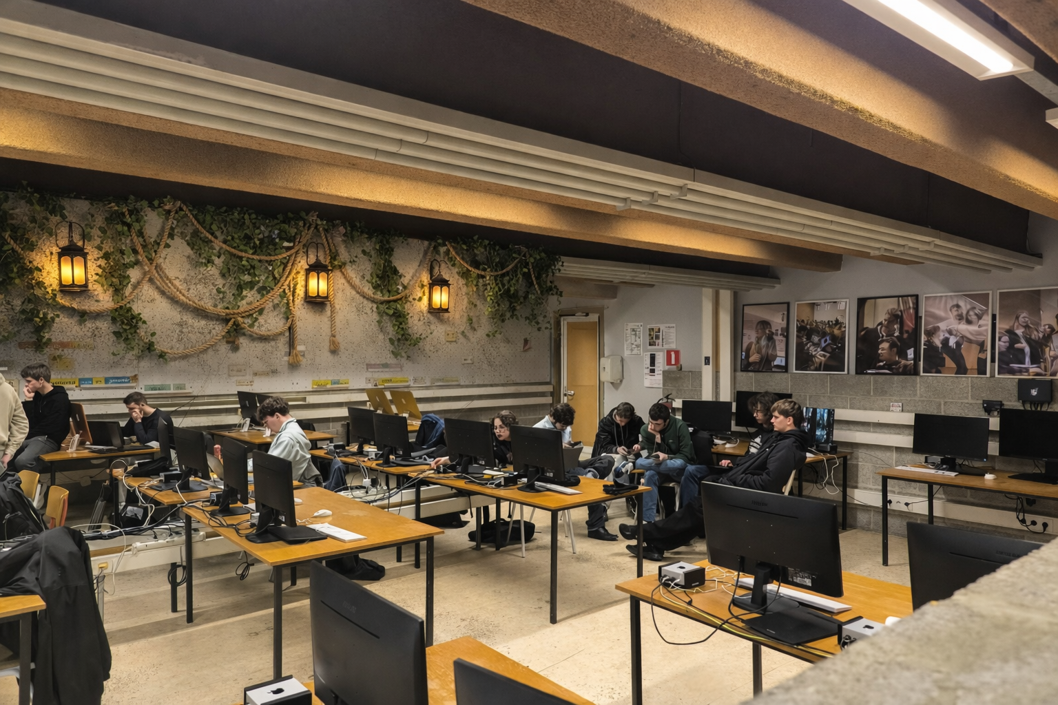 image de la salle de classe avec des lanternes
